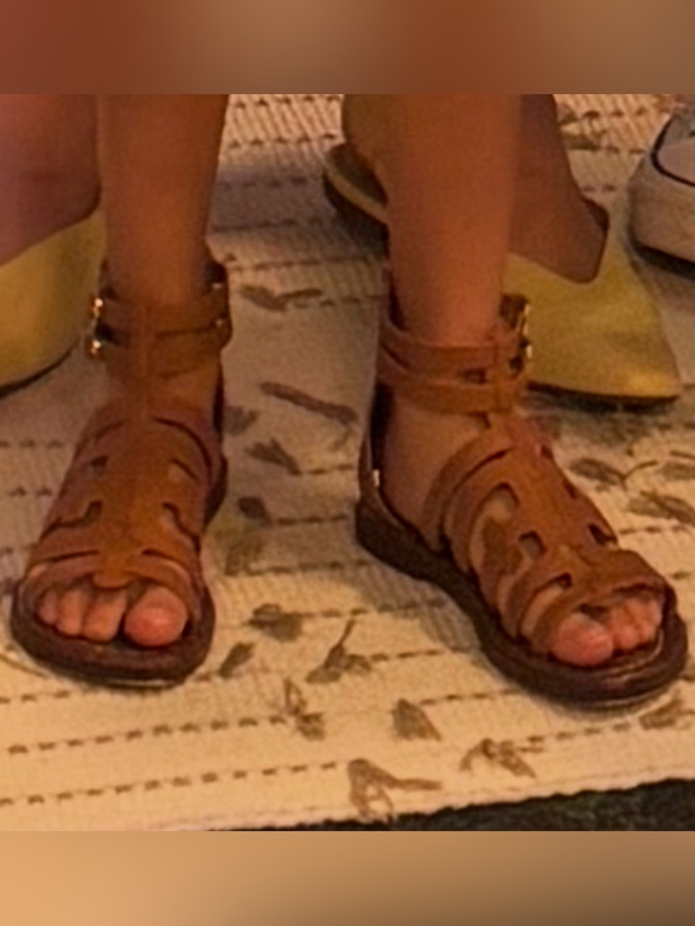 Sam Edelman Girls Tan Multi-Strap Genuine Leather Sandals
